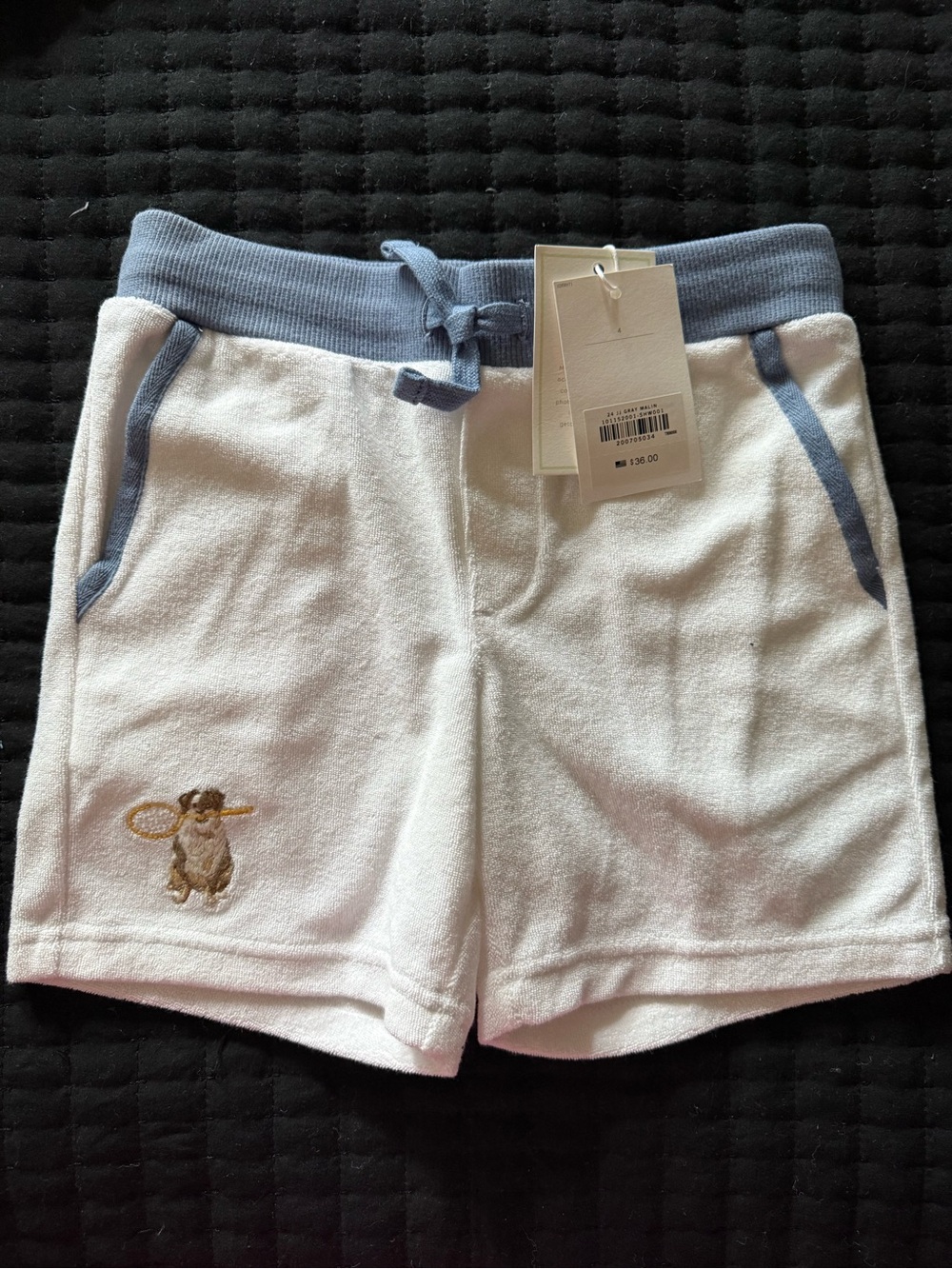 Janie and Jack White Terry Shorts with Light Blue Trim